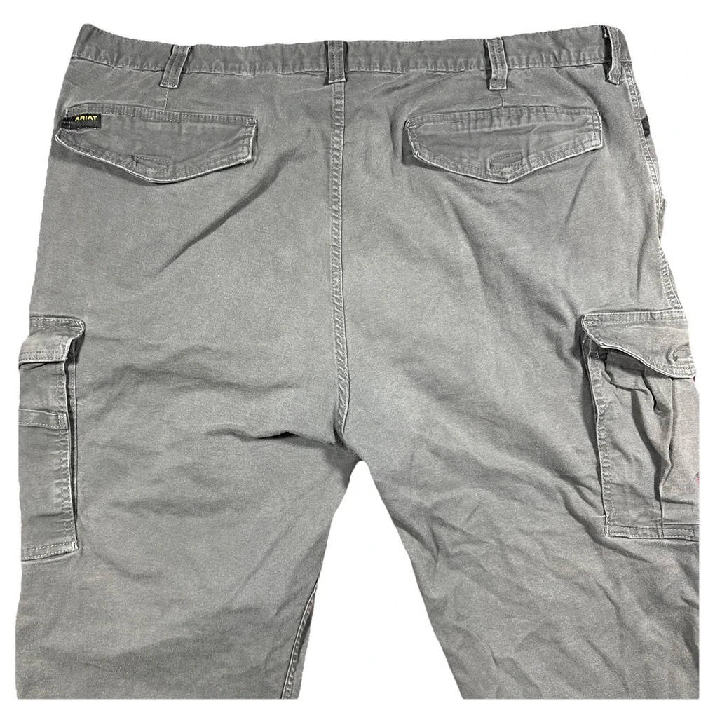 Ariat Rebar Pants Men's 48x34 M4 Relaxed Straight Cargo Pocket Stretch Gray